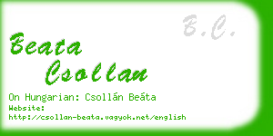 beata csollan business card
